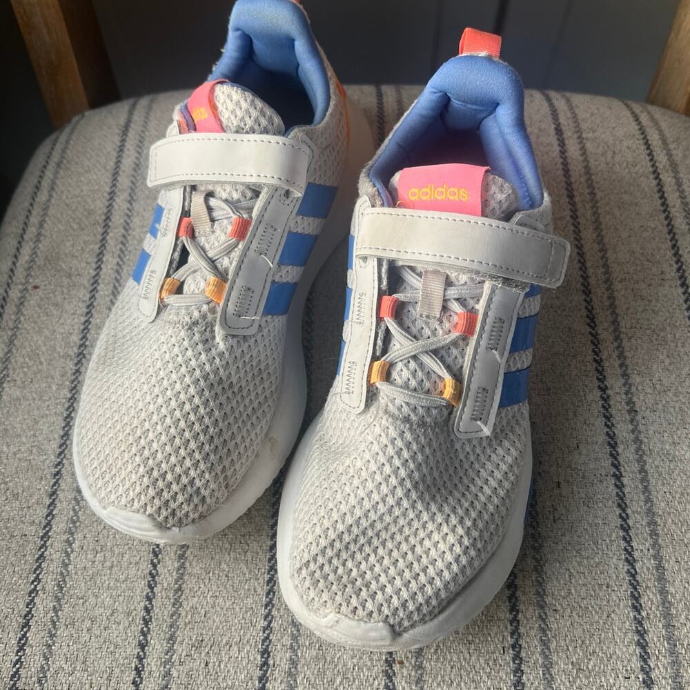 Adidas kids size3 purple pink orange sneakers